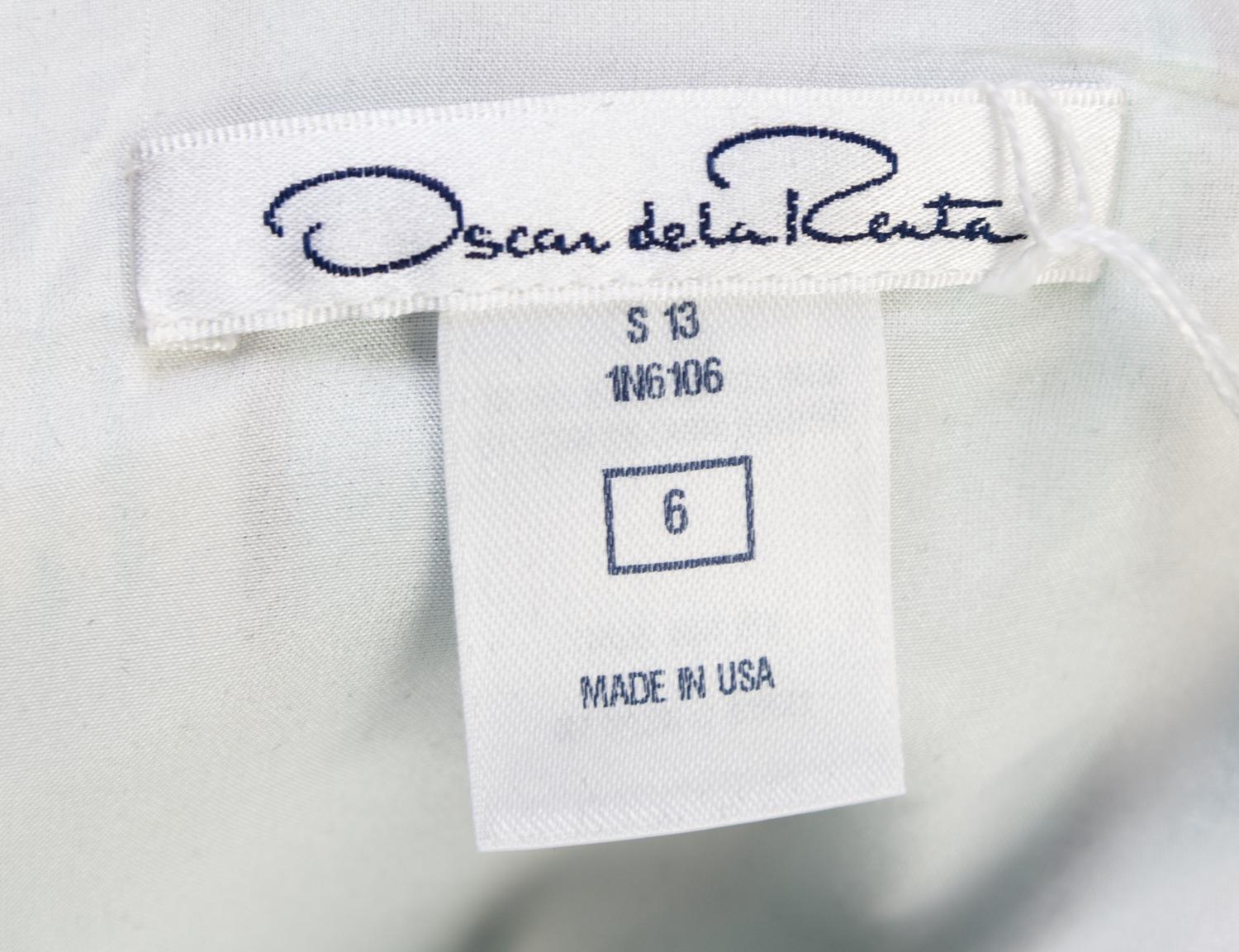 An Oscar de la Renta Blue and White Cotton Striped Dress, Size: 6.