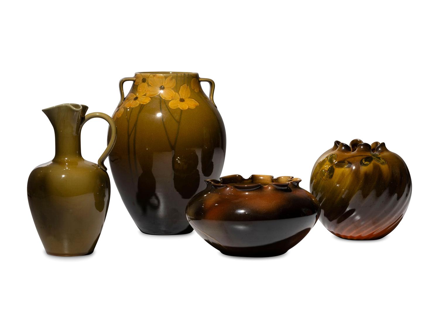 Four Artist Decorated Rookwood Pottery Table Articles