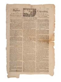 [French & Indian War] The Boston Gazette and Country Journal