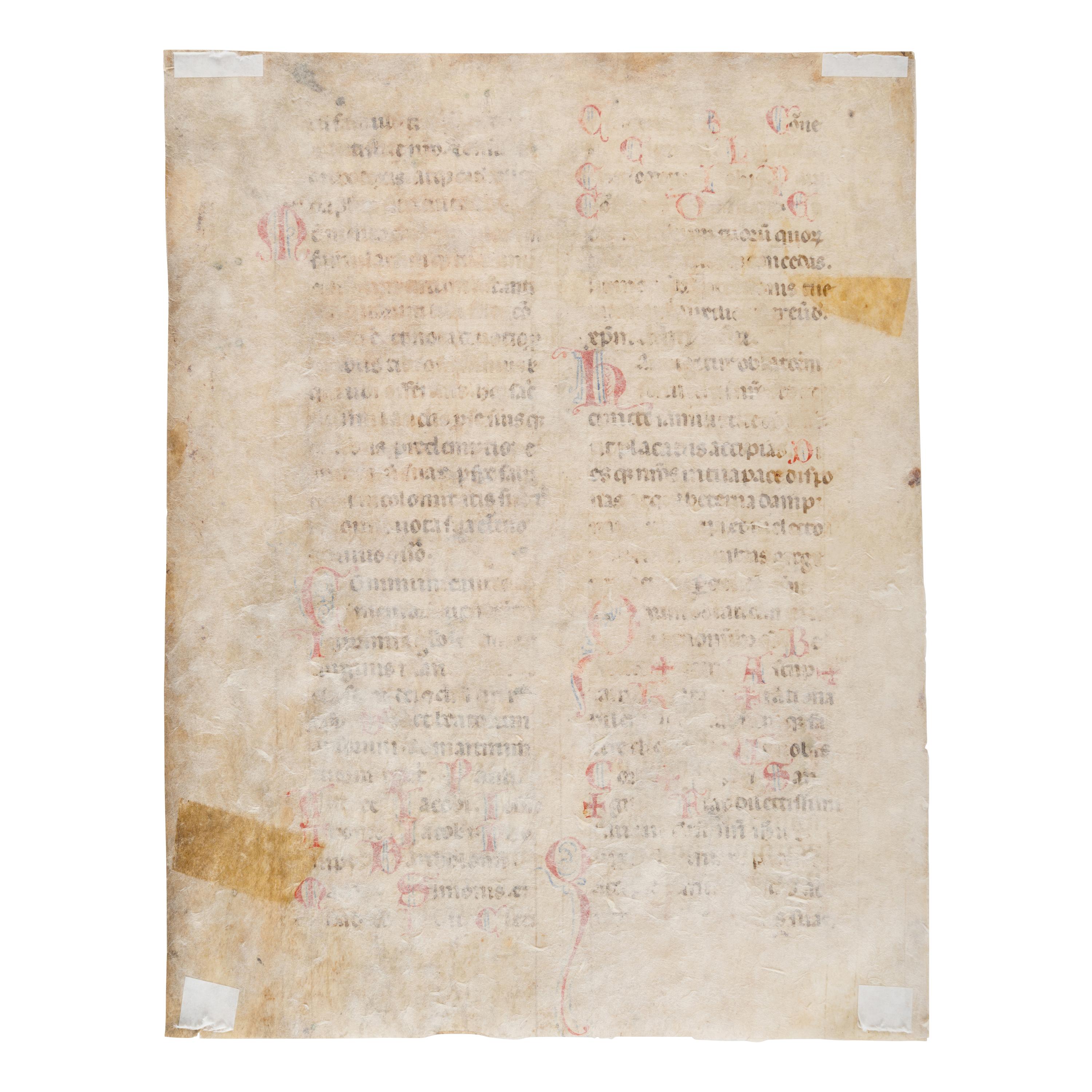 Leaf from a Missal, in Latin, illuminated manuscript on parchment, [France(?) late 13th century].