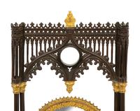 A Charles X Gothic-Motif Patinated, Gilt Bronze and Satinwood Dressing Mirror