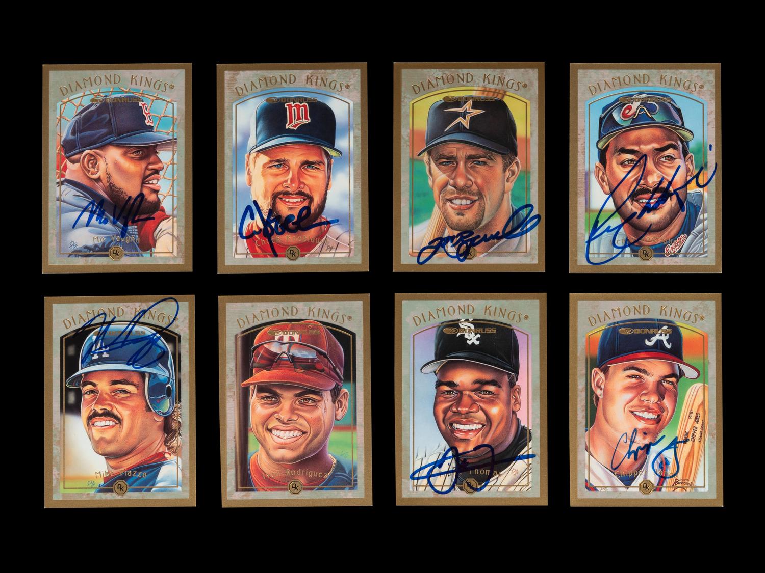 A Group of Eight 1997 Donruss Diamond Kings Signed Autograph Baseball Cards,