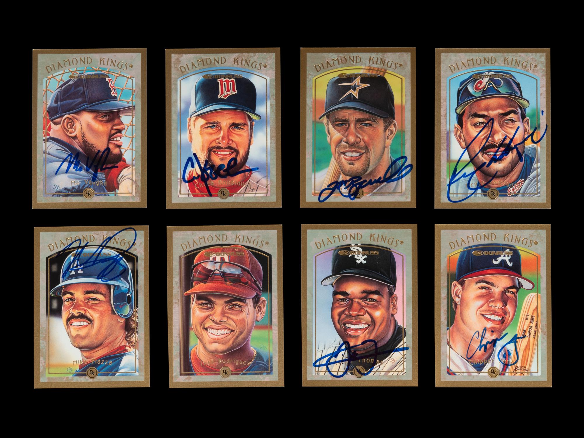 A Group of Eight 1997 Donruss Diamond Kings Signed Autograph Baseball Cards,