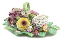 An English Porcelain Floral Platform Height 4 x length 8 inches. — 19TH CENTURY
