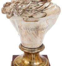 Two French Silvered Bronze and Marble Busts Height of first 12 1/2 x width 6 inches. — AFTER ALBERT-ERNEST CARRIER-BELLEUSE, LATE 19TH CENTURY