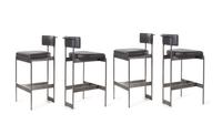 Four Powell & Bonnell Chrome and Leather-Upholstered Bar Stools