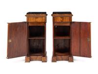 A Pair of Empire Style Mahogany Marble-Top Side Cabinets