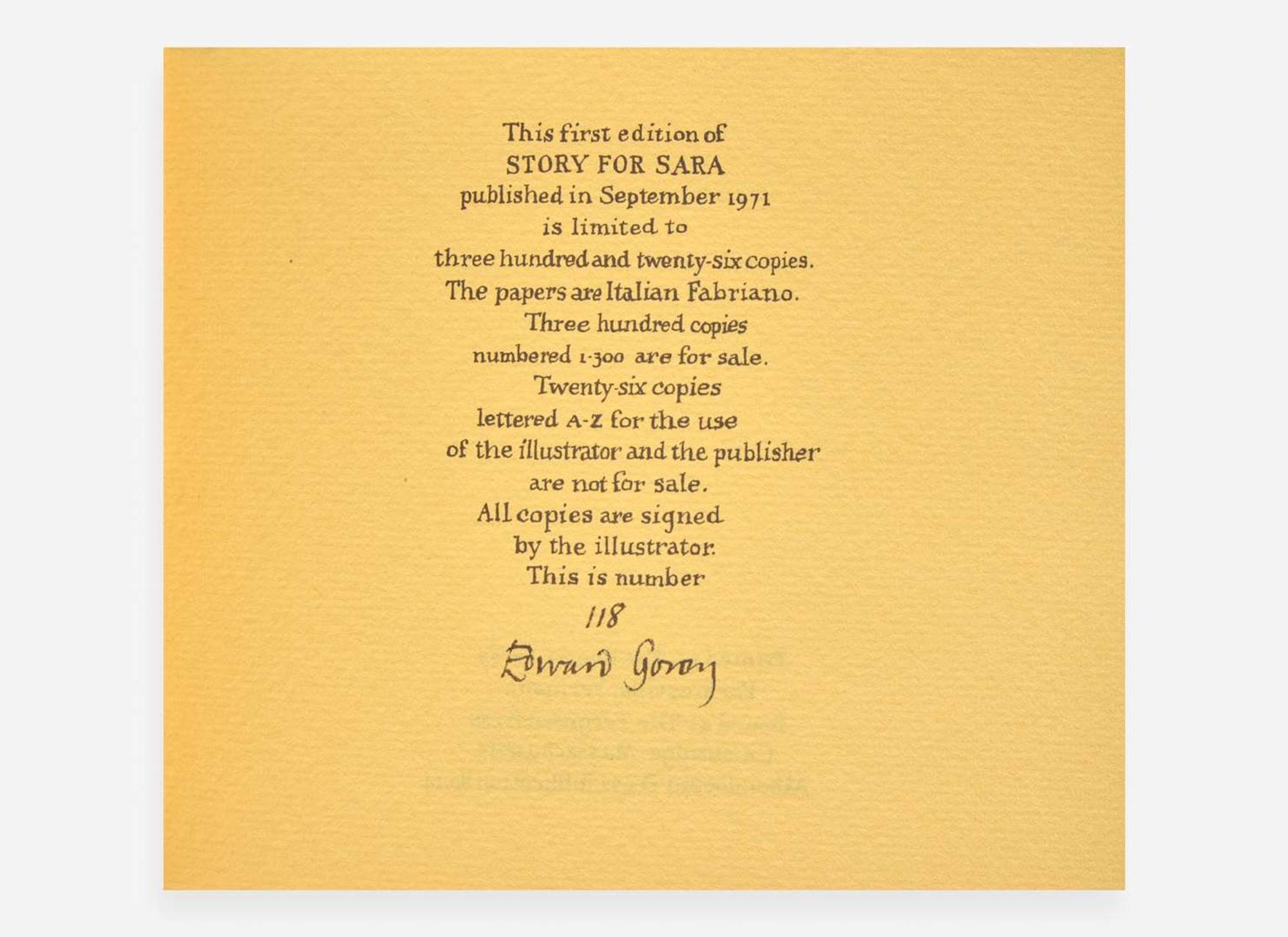 [Children's & Illustrated] Gorey, Edward: Group of 9 Signed Albondocani Press Publications