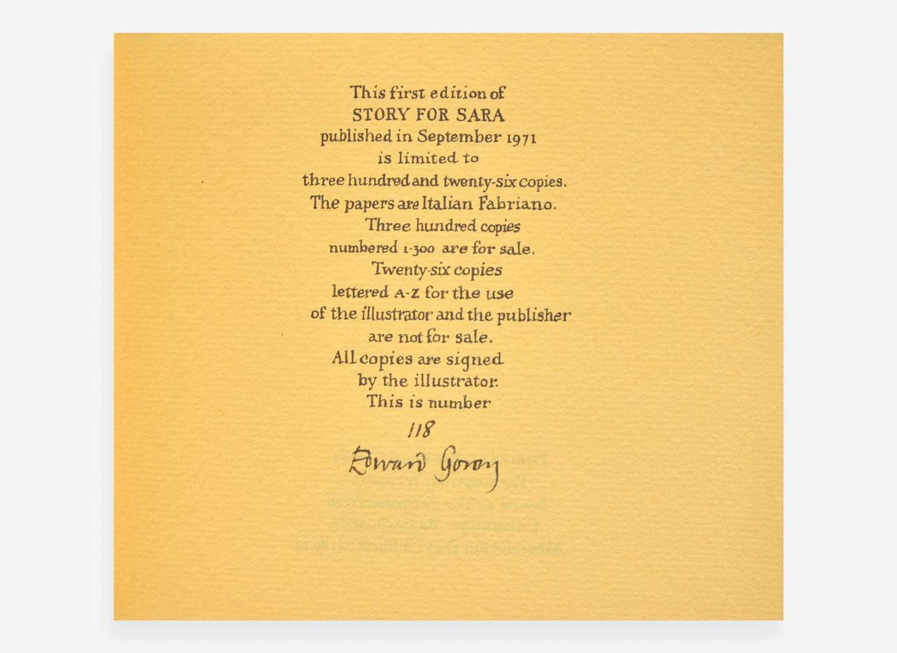 [Children's & Illustrated] Gorey, Edward: Group of 9 Signed Albondocani Press Publications