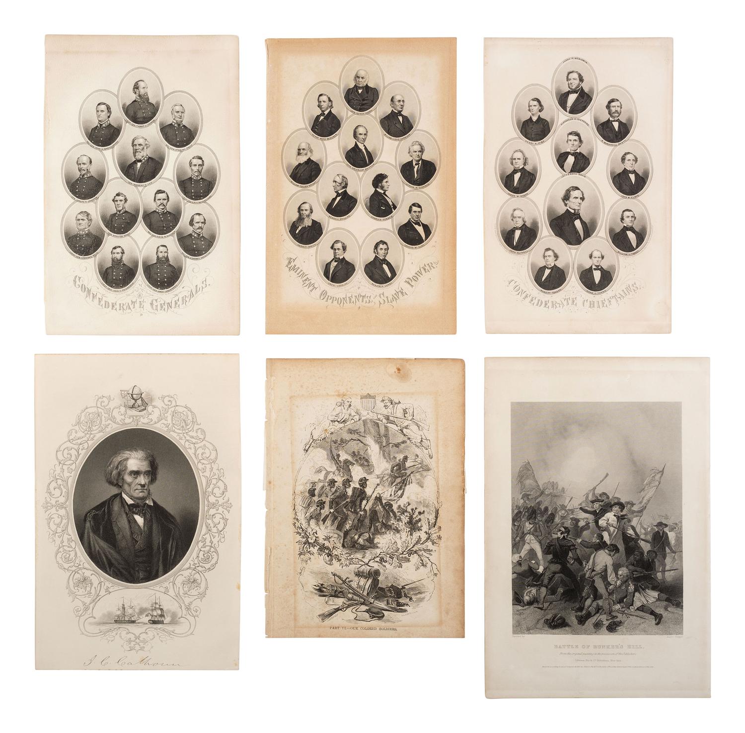 [CIVIL WAR]. A group of engravings presenting scenes and subjects mostly related to enslavement and the Civil War.