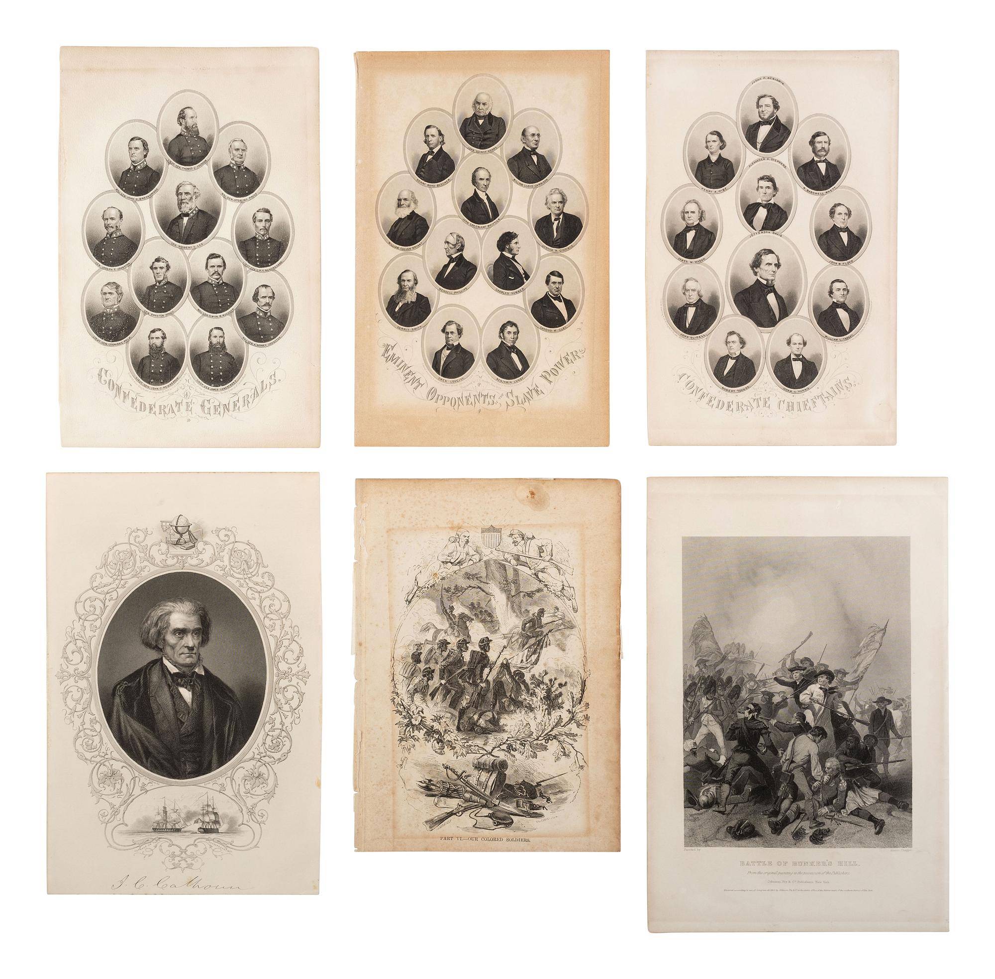 [CIVIL WAR]. A group of engravings presenting scenes and subjects mostly related to enslavement and the Civil War.
