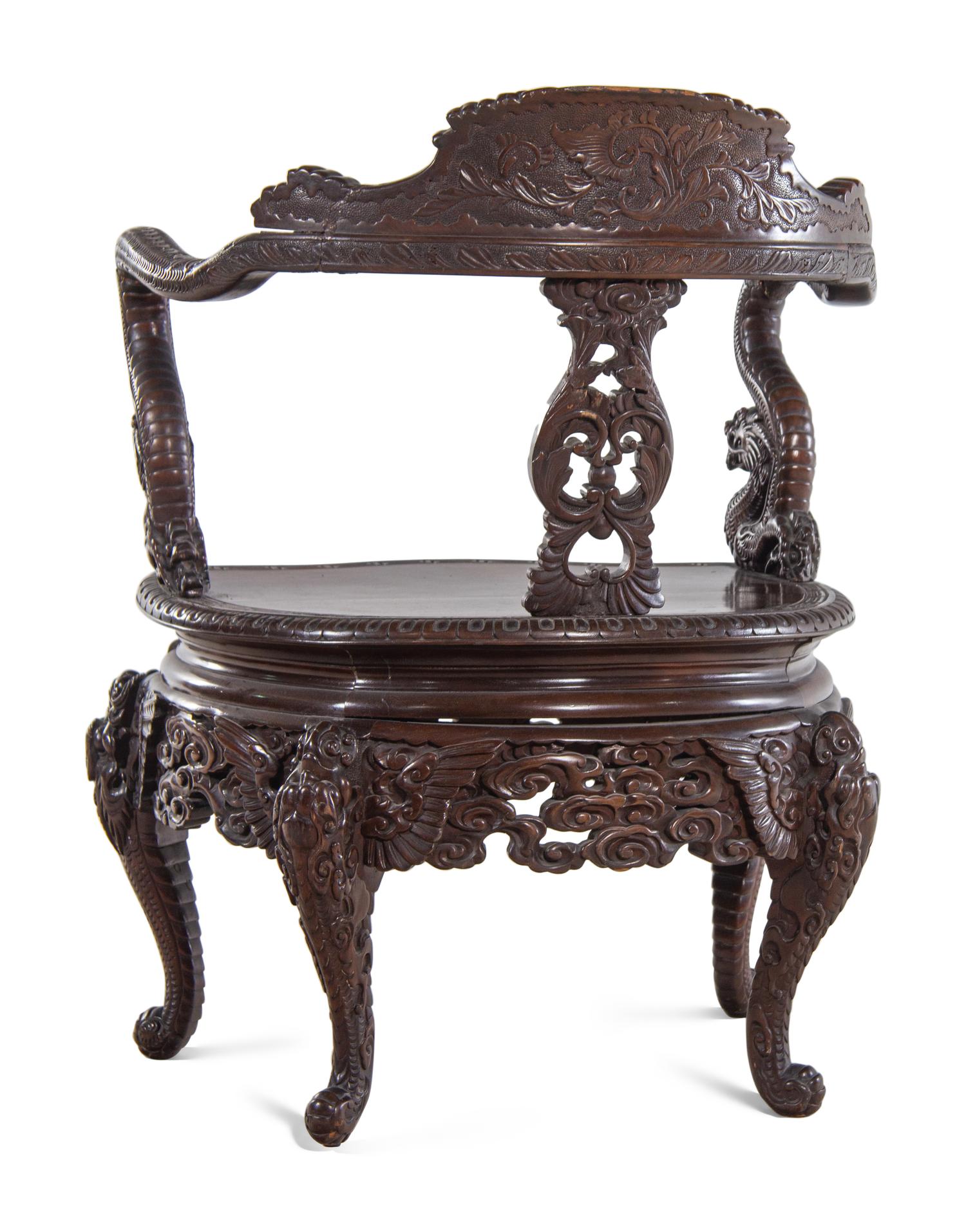 A Japanese Export Hardwood Armchair