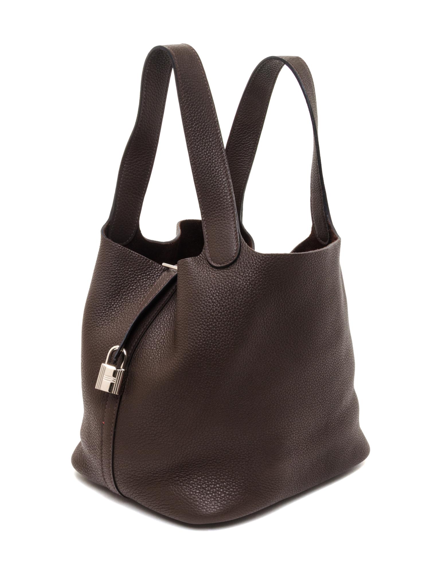 An Hermes Cafe Taurillon Clemence Picotin Lock MM Handbag, 9" x 8.5" x 7".