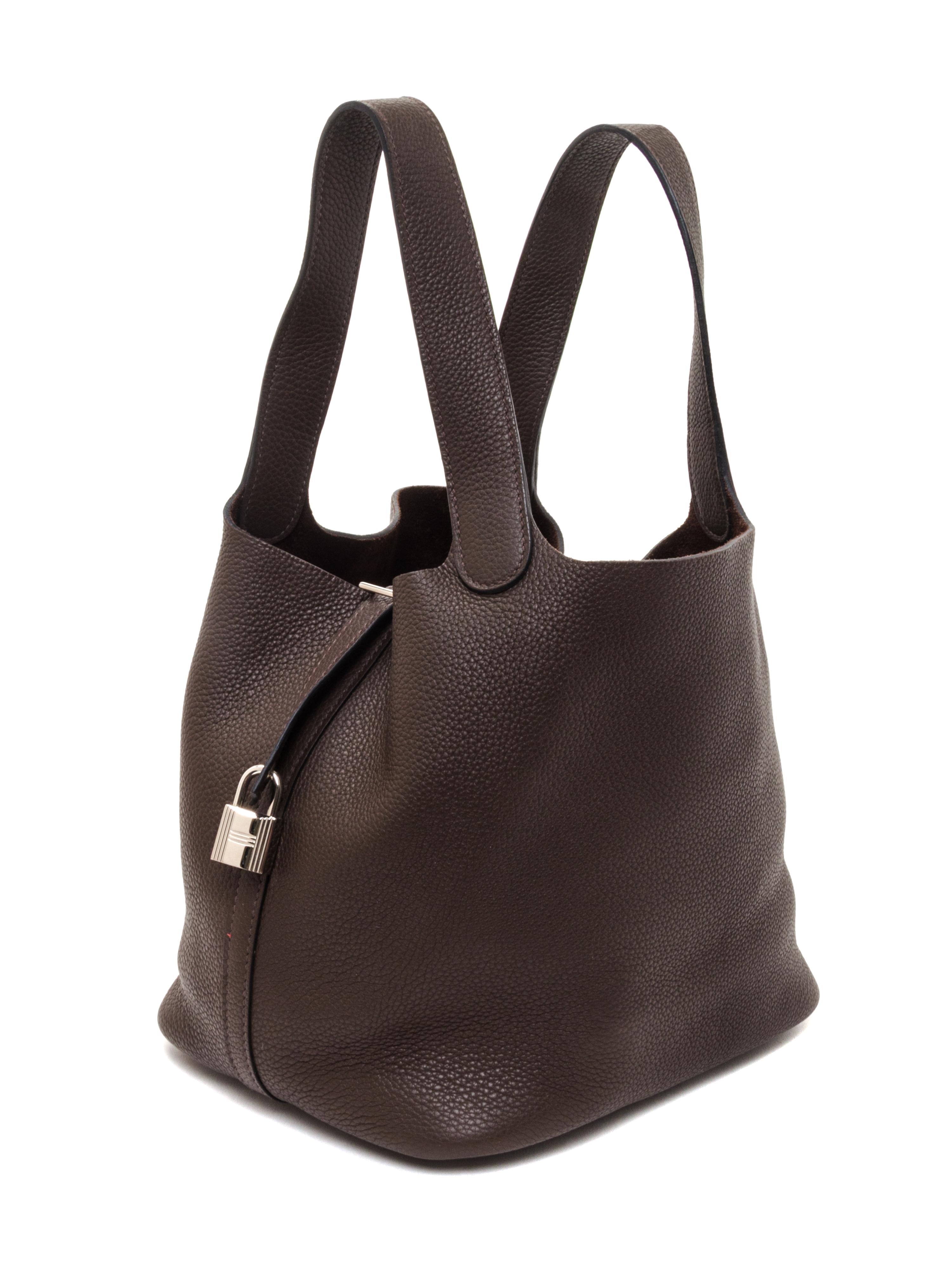 An Hermes Cafe Taurillon Clemence Picotin Lock MM Handbag, 9" x 8.5" x 7".
