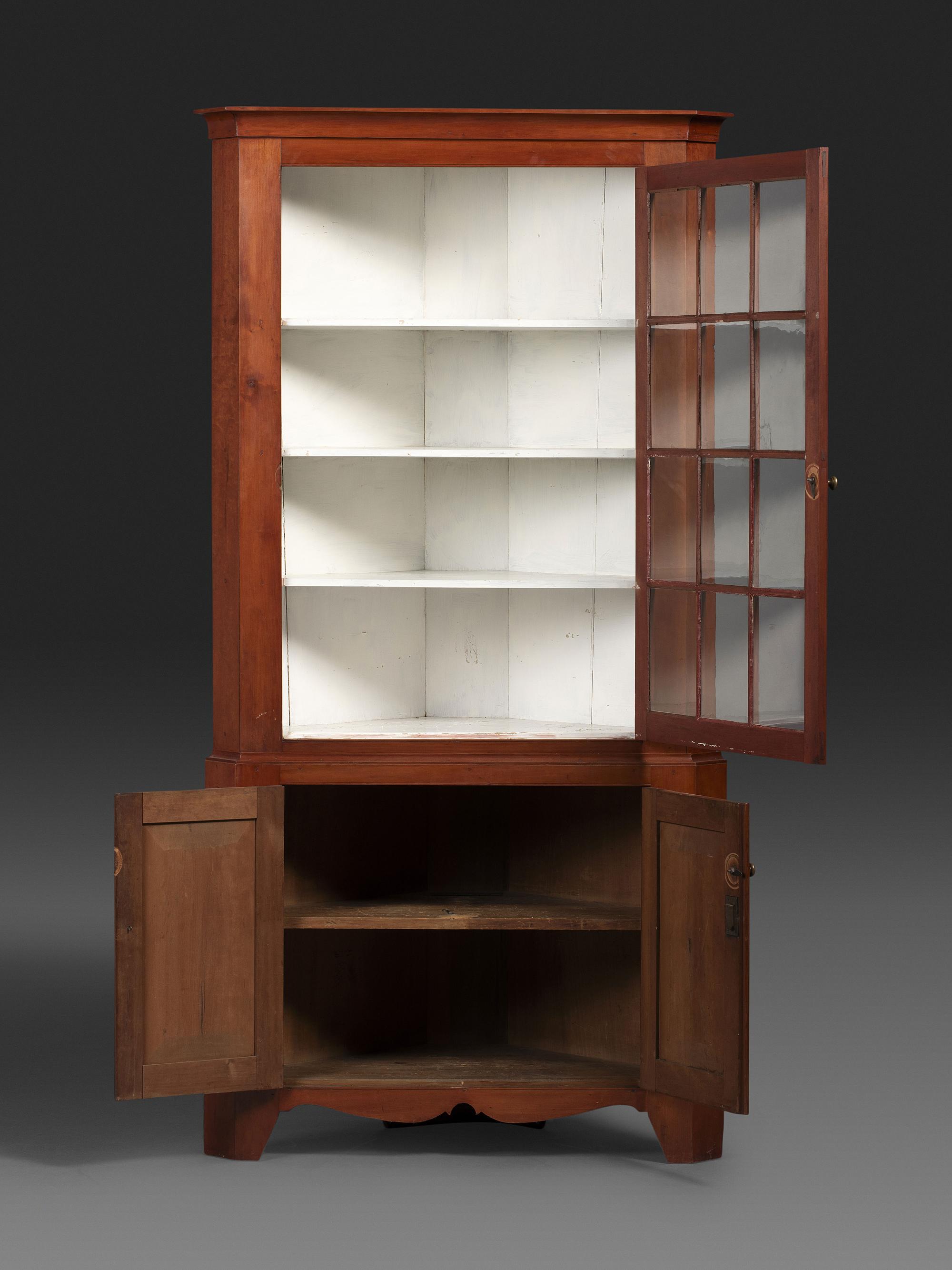 A Country Federal Cherrywood Corner Cupboard