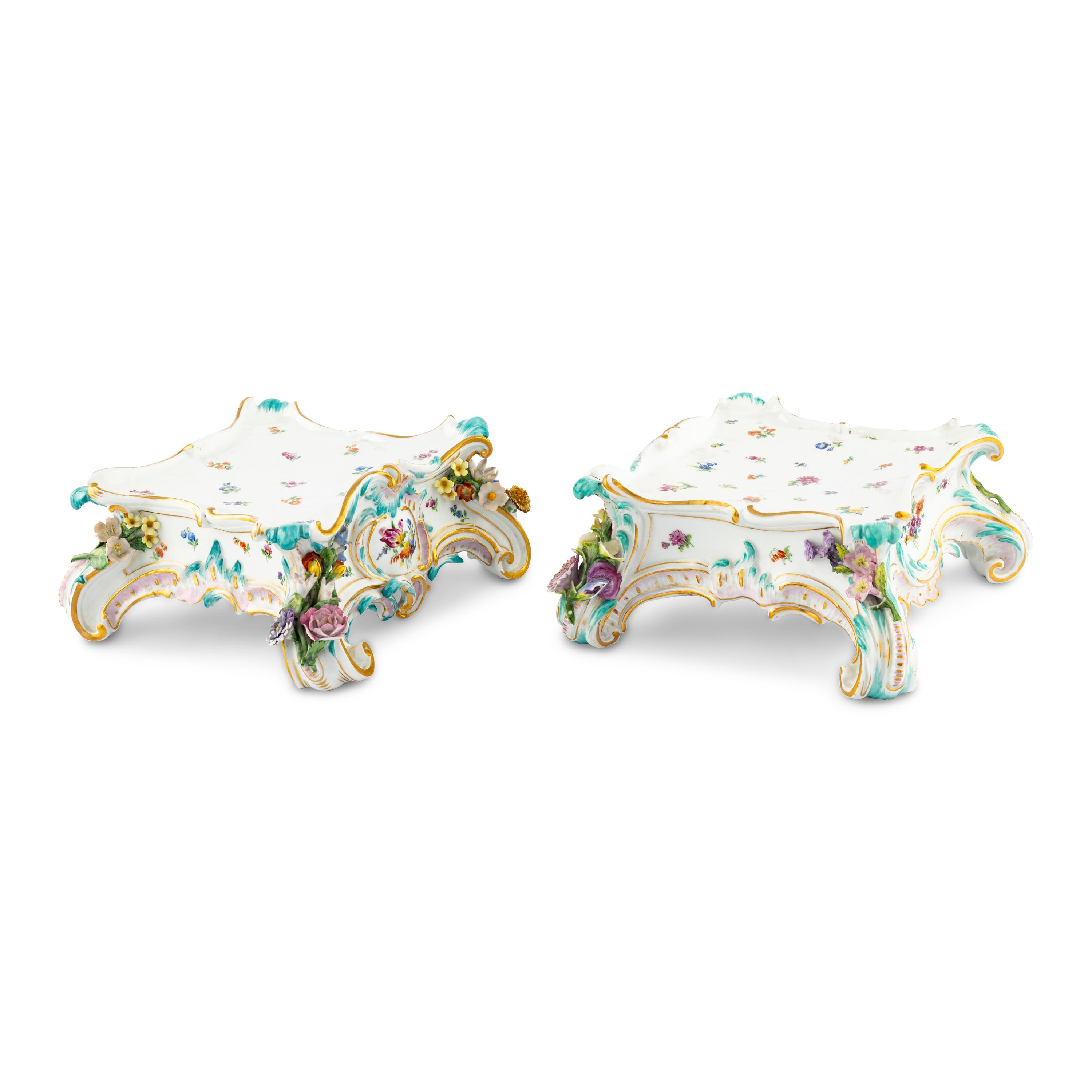 A Pair of Meissen Porcelain Stands