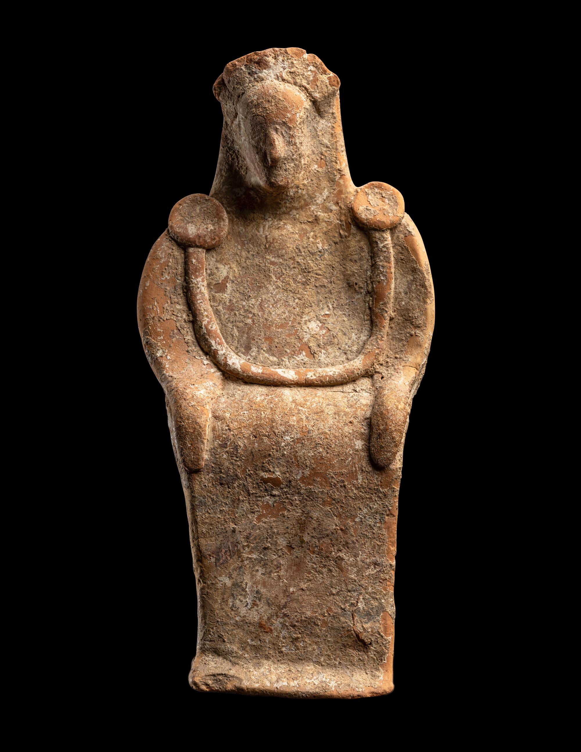 A Greek Terracotta Enthroned Goddess