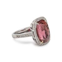 PINK TOURMALINE AND DIAMOND RING