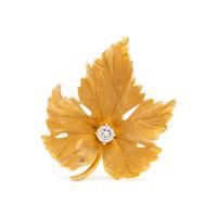 YELLOW GOLD AND DIAMOND LEAF PENDANT/BROOCH