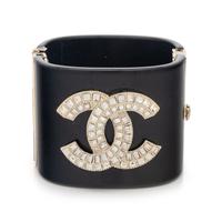 Chanel Resin & Rhinestone Logo Cuff