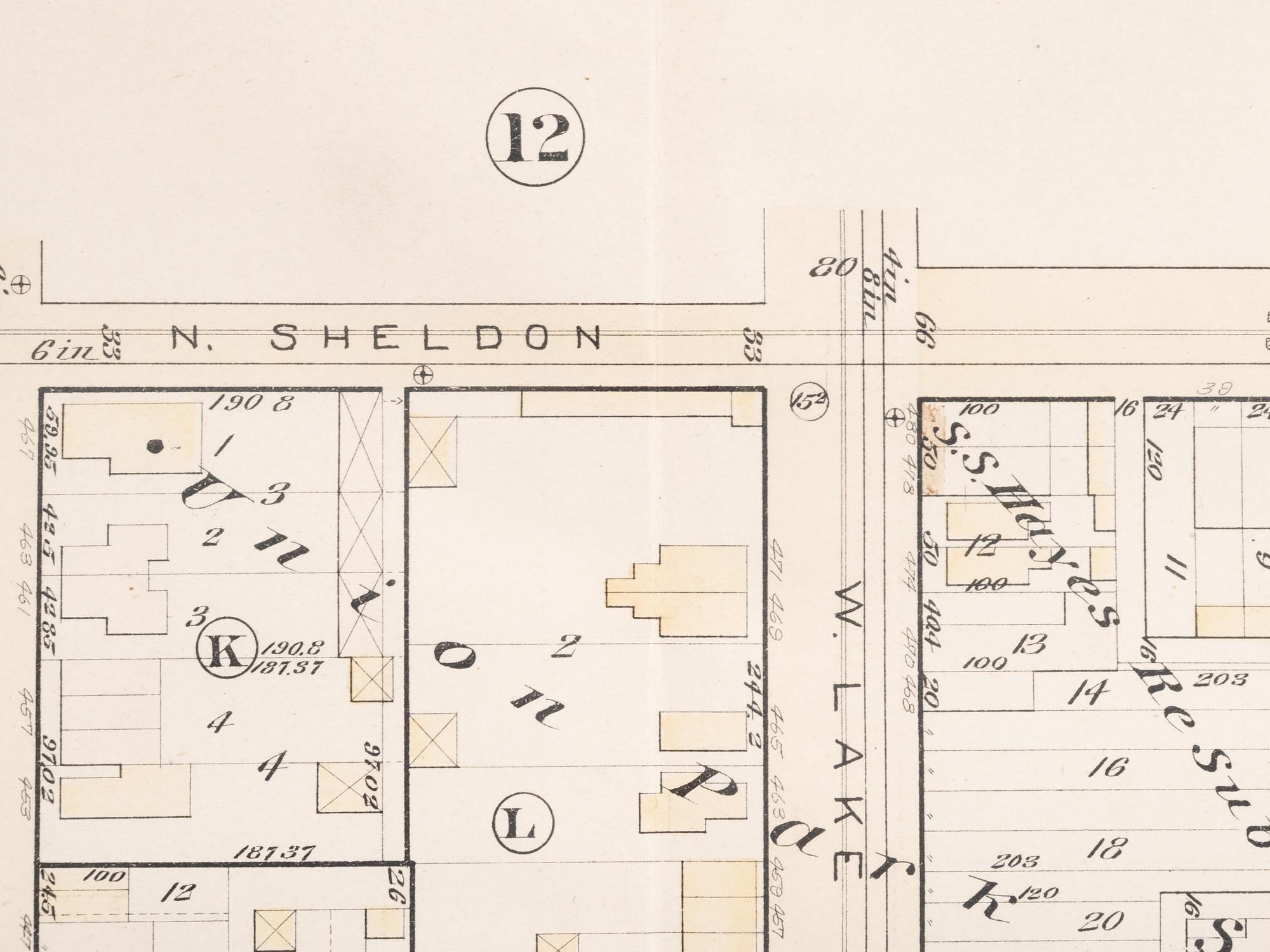 A group of 5 maps of Chicago streets, comprising: