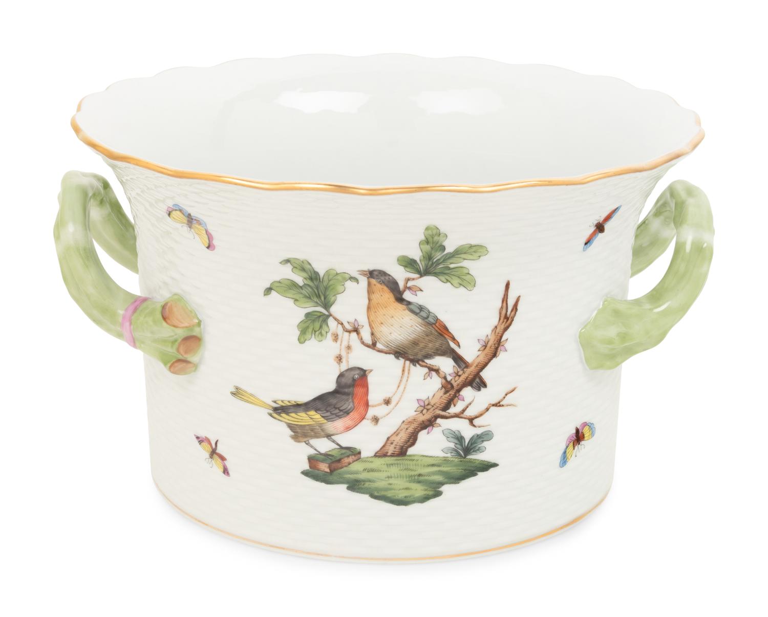 A Herend Porcelain Rothschild Bird Cache Pot