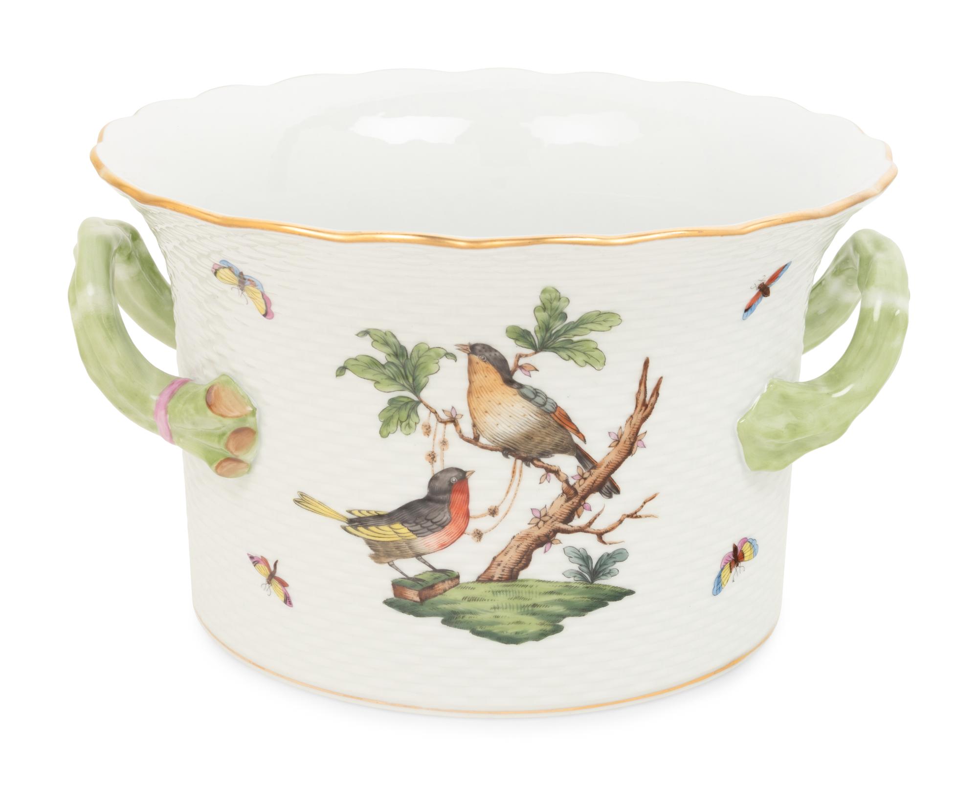 A Herend Porcelain Rothschild Bird Cache Pot