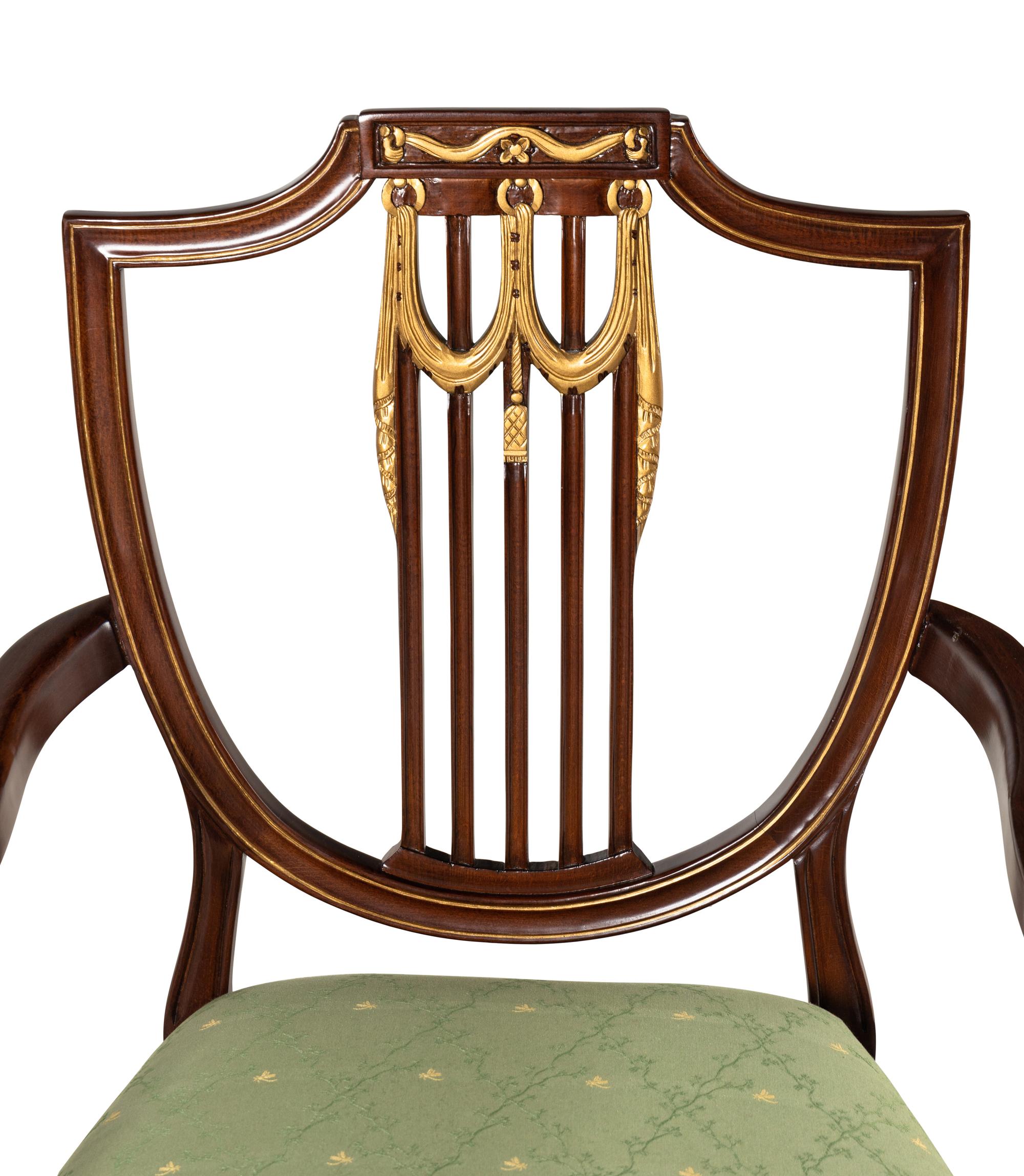 A Councill Craftsmen George III Style Parcel Gilt Walnut Armchair