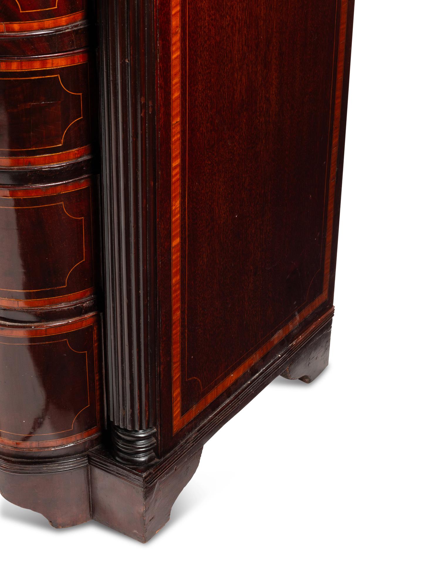 A Regency Satinwood-Inlaid Mahogany Bureau Bookcase
