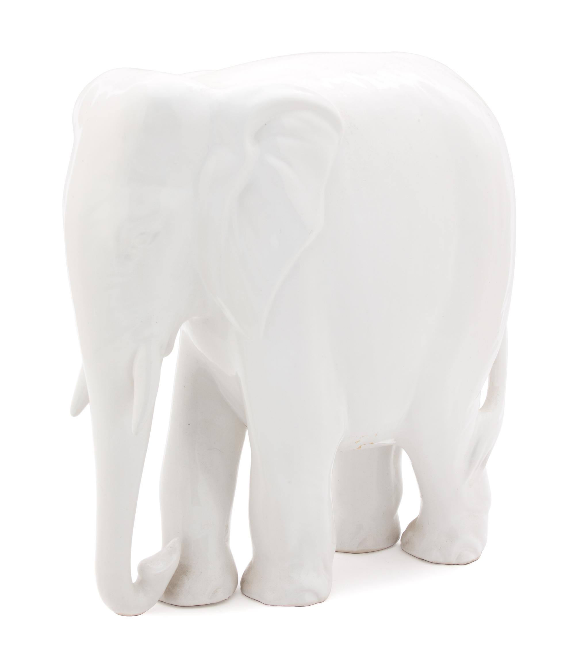 An Indian Ceramic Elephant Height 12 inches. — 20TH CENTURY