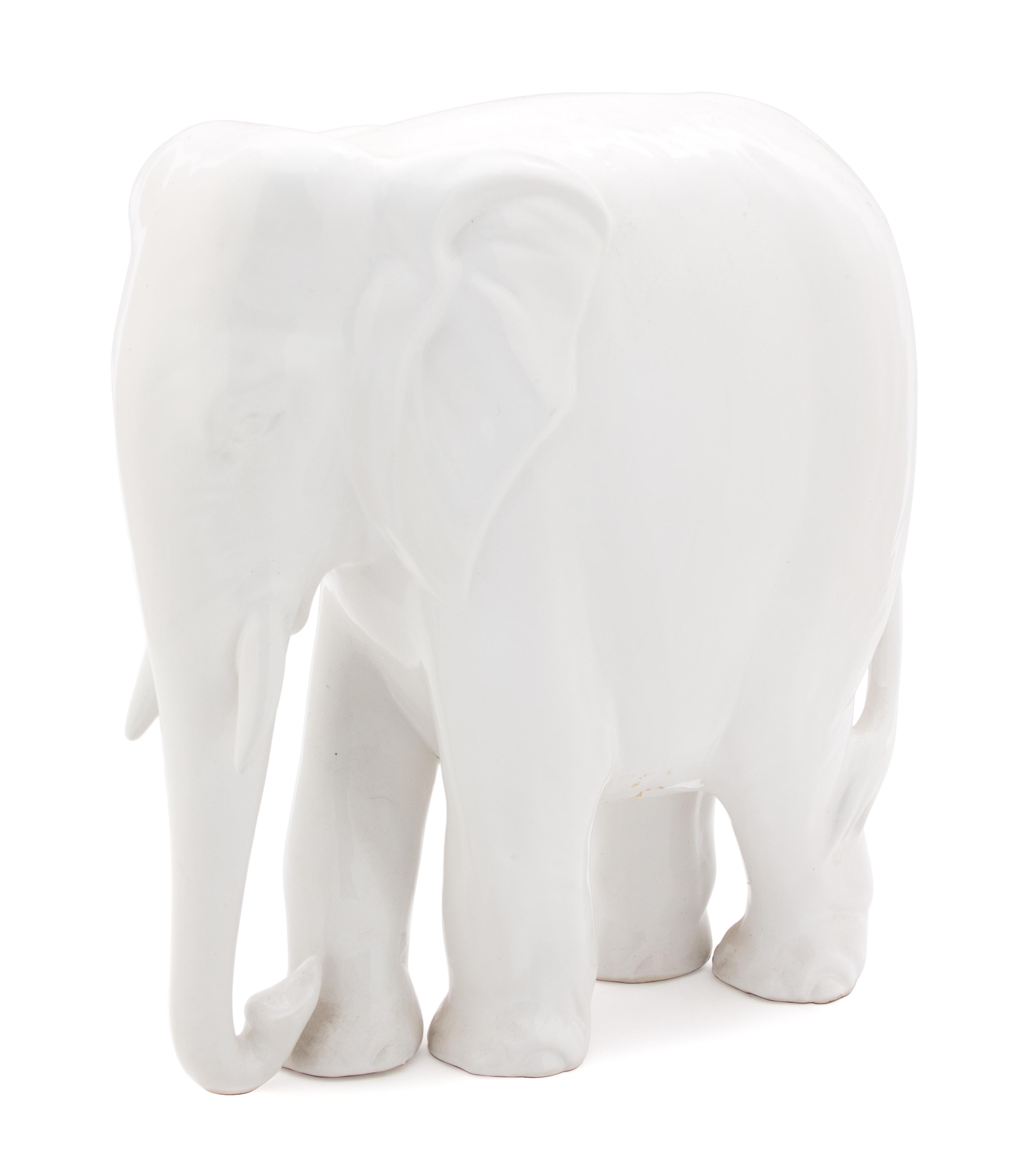 An Indian Ceramic Elephant Height 12 inches. — 20TH CENTURY