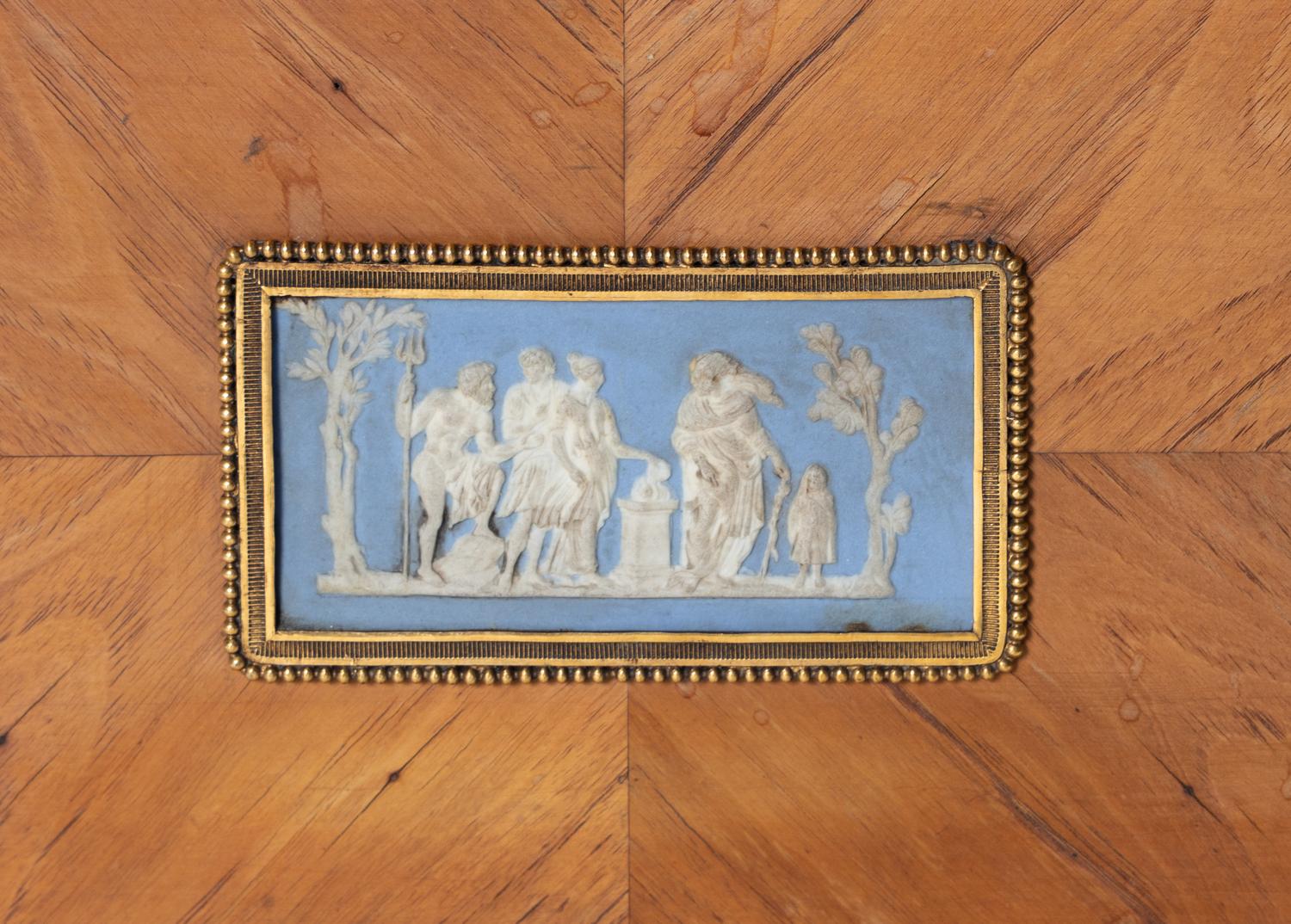 A French Neoclassical Tulipwood and Jasperware Mounted Side Table