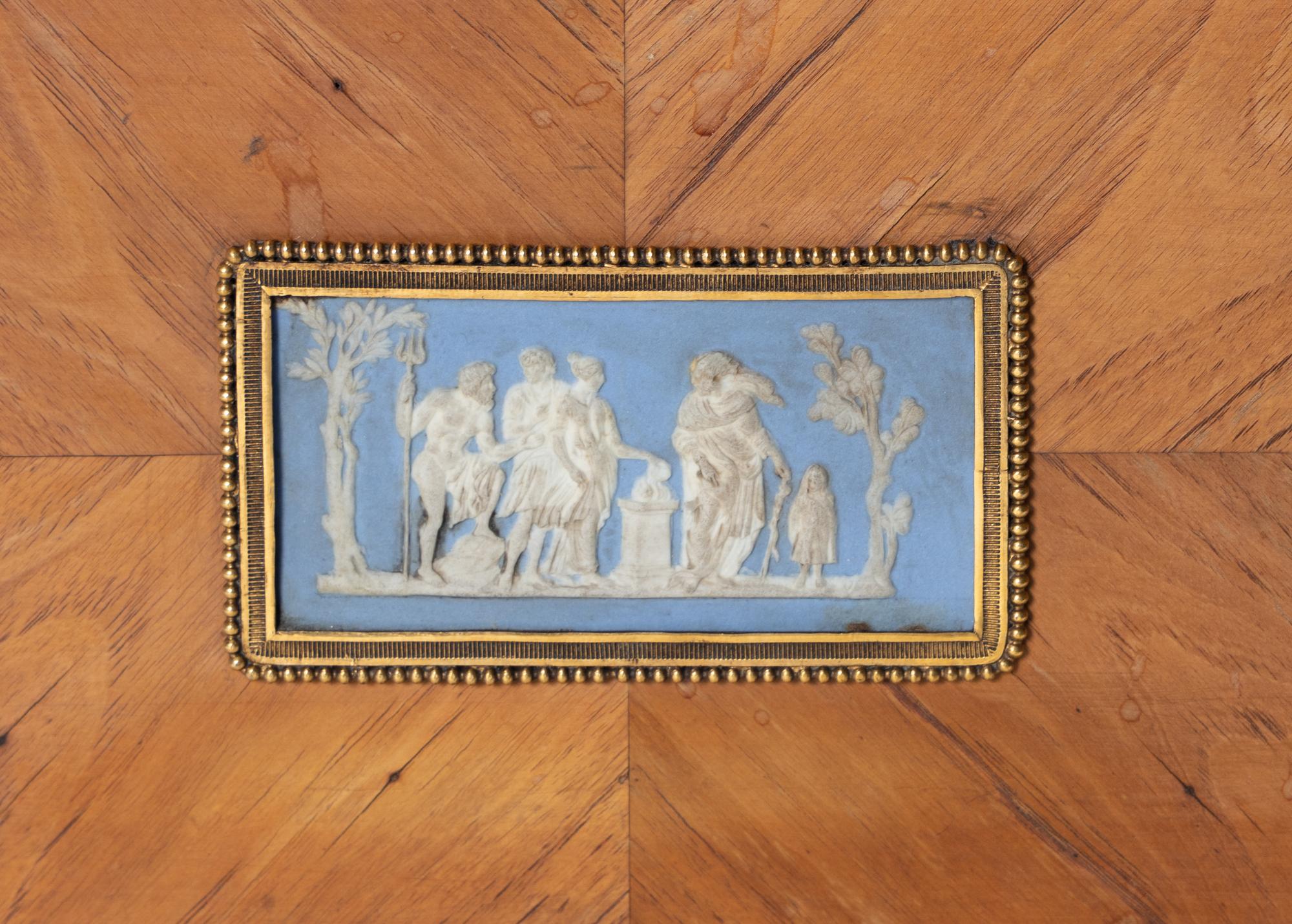 A French Neoclassical Tulipwood and Jasperware Mounted Side Table
