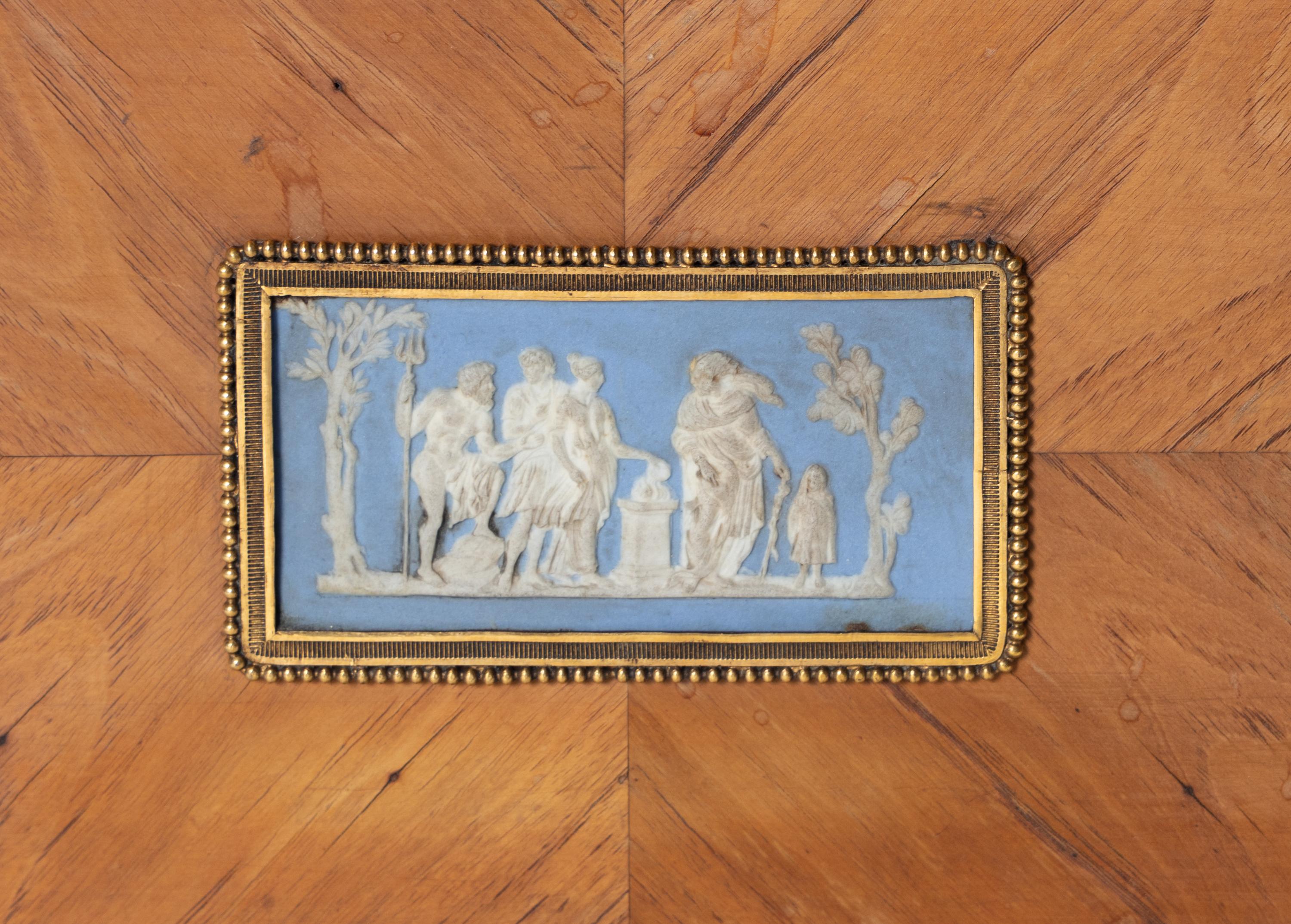 A French Neoclassical Tulipwood and Jasperware Mounted Side Table