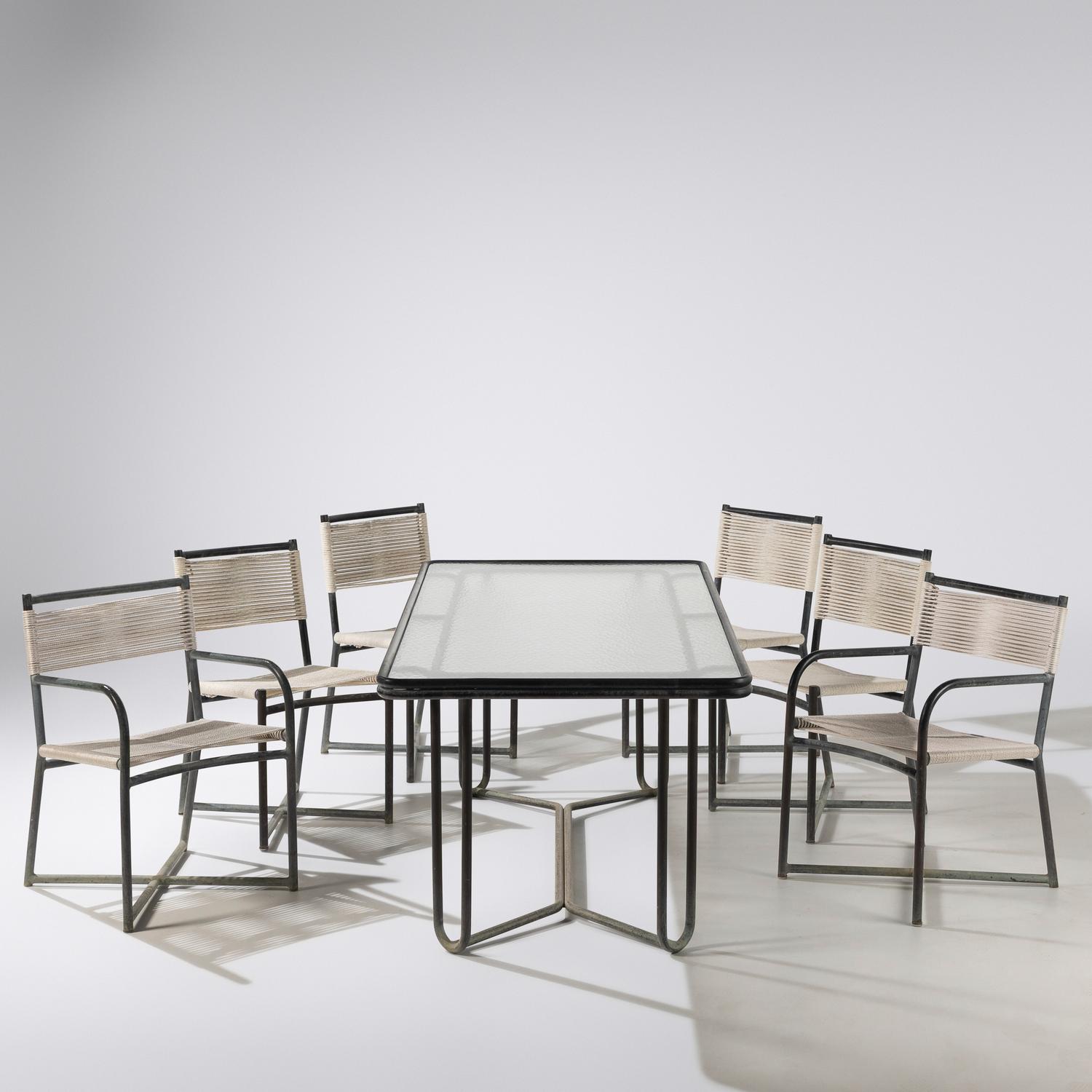Walter Lamb (American, 1900–1989) — Dining Set, Table and Six Chairs
