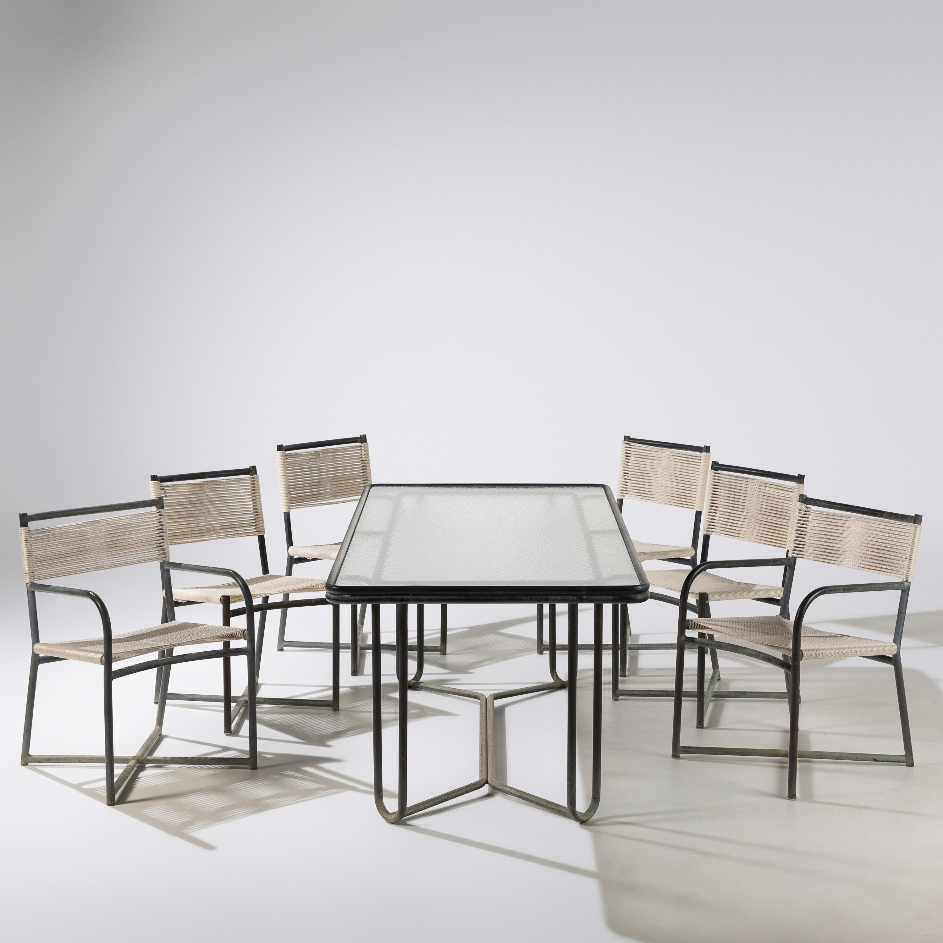 Walter Lamb (American, 1900–1989) — Dining Set, Table and Six Chairs