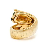 CARTIER, YELLOW GOLD, EMERALD AND ONYX 'PANTHERE' RING