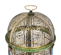A North European Brass and Polychrome Painted Bird Cage