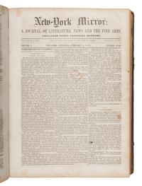 Poe, Edgar Allan (1809-1849). "The Raven." In: New-York Mirror . G.P. Morris and N.P. Willis, editors. New York, 8 February 1845.