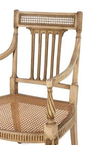 A Pair of Louis XVI Style Crème-Painted and Parcel-Gilt Fauteuils