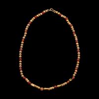 A Bactrian Carnelian and Gold Beaded Necklet
