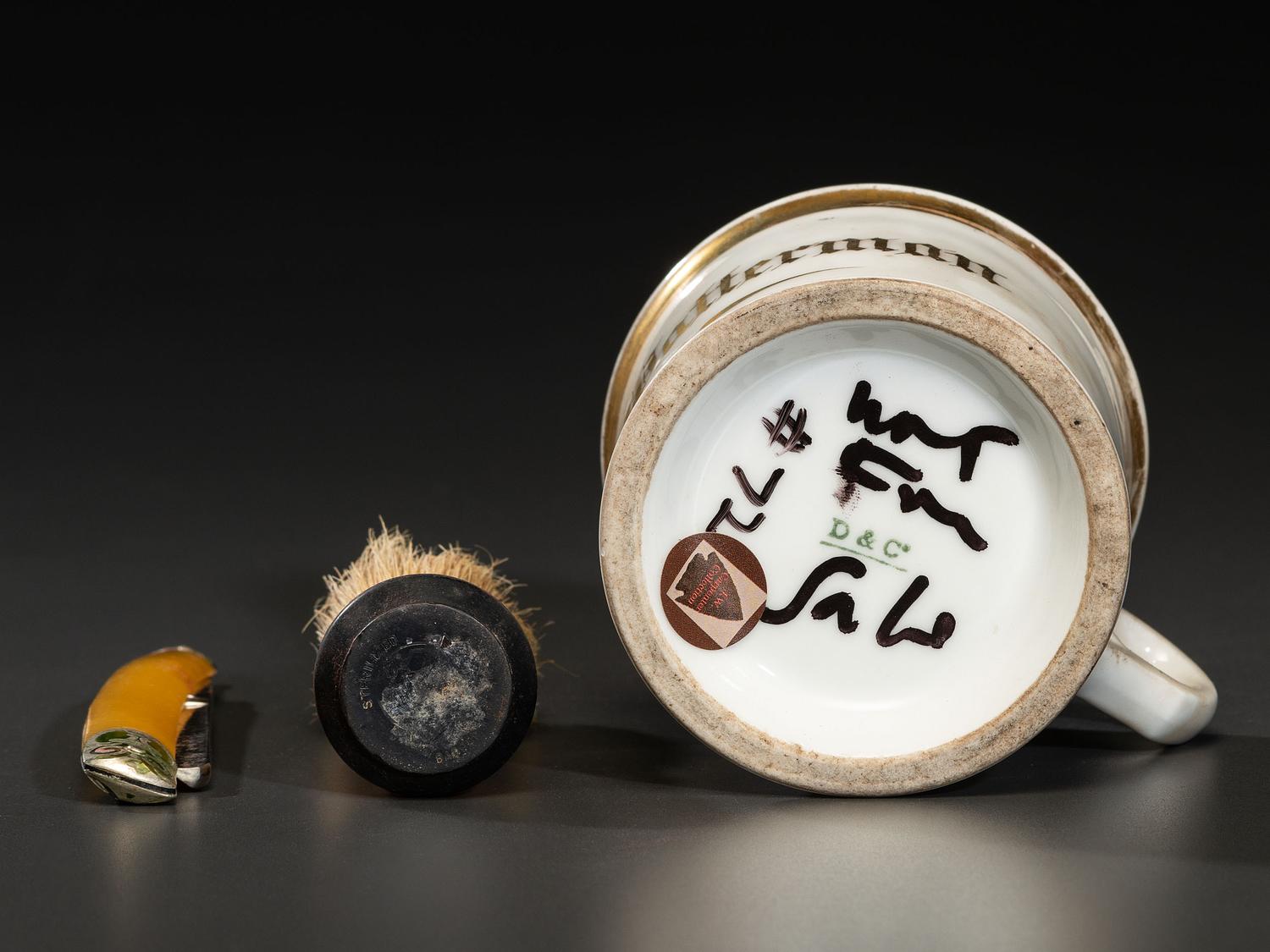A Velvet-Covered Cased Shaving Compendium