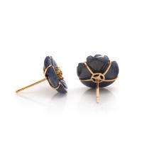 CARVED SAPPHIRE AND DIAMOND FLOWER EARRINGS