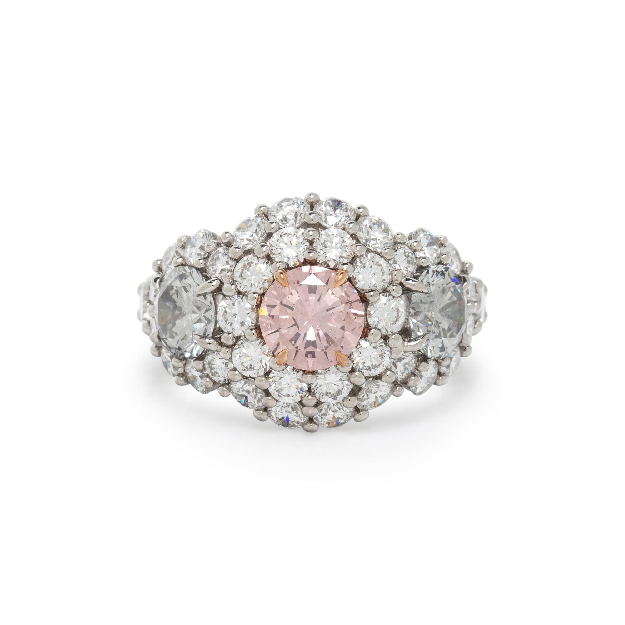 FANCY ORANGY PINK DIAMOND, GRAY DIAMOND, AND DIAMOND RING