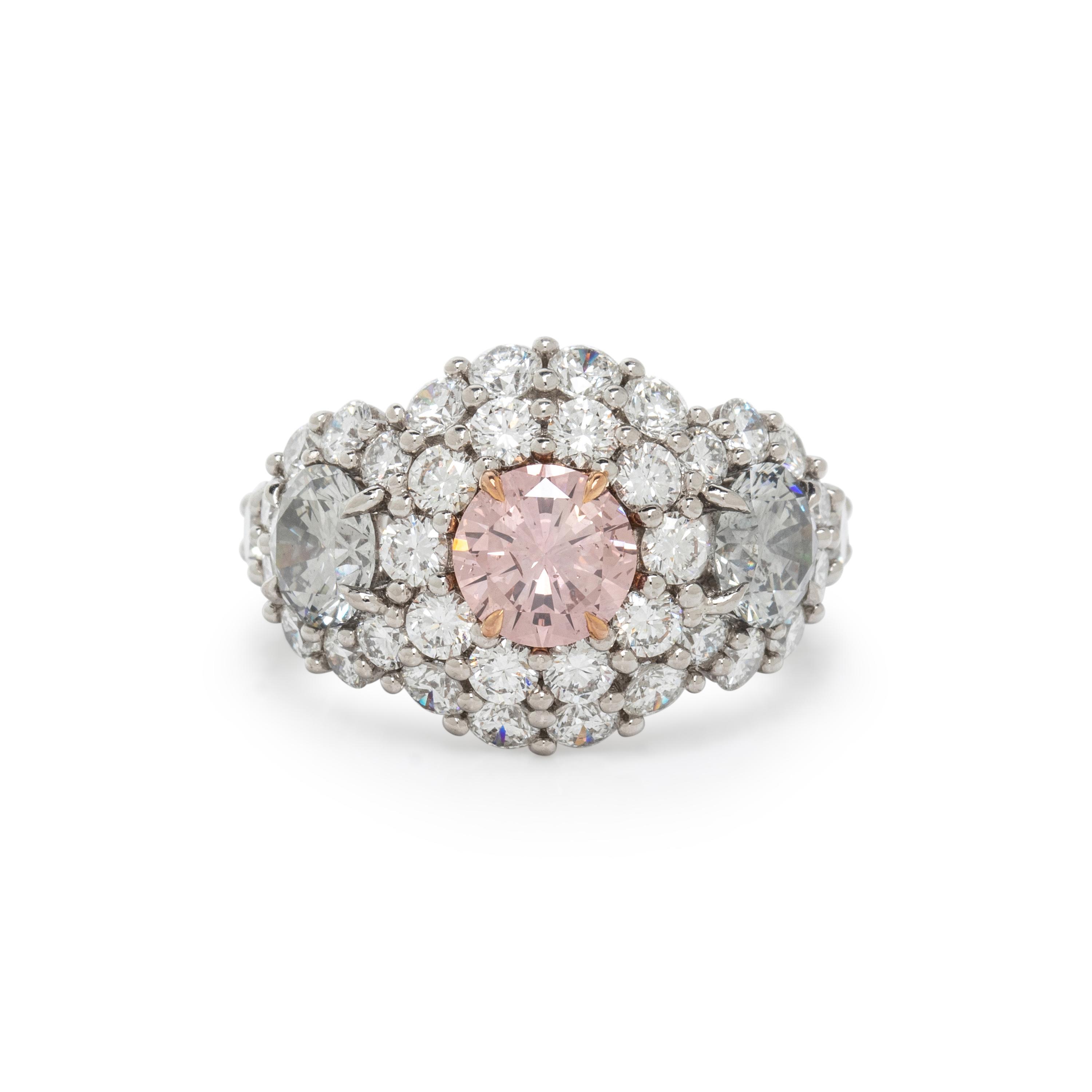 FANCY ORANGY PINK DIAMOND, GRAY DIAMOND, AND DIAMOND RING
