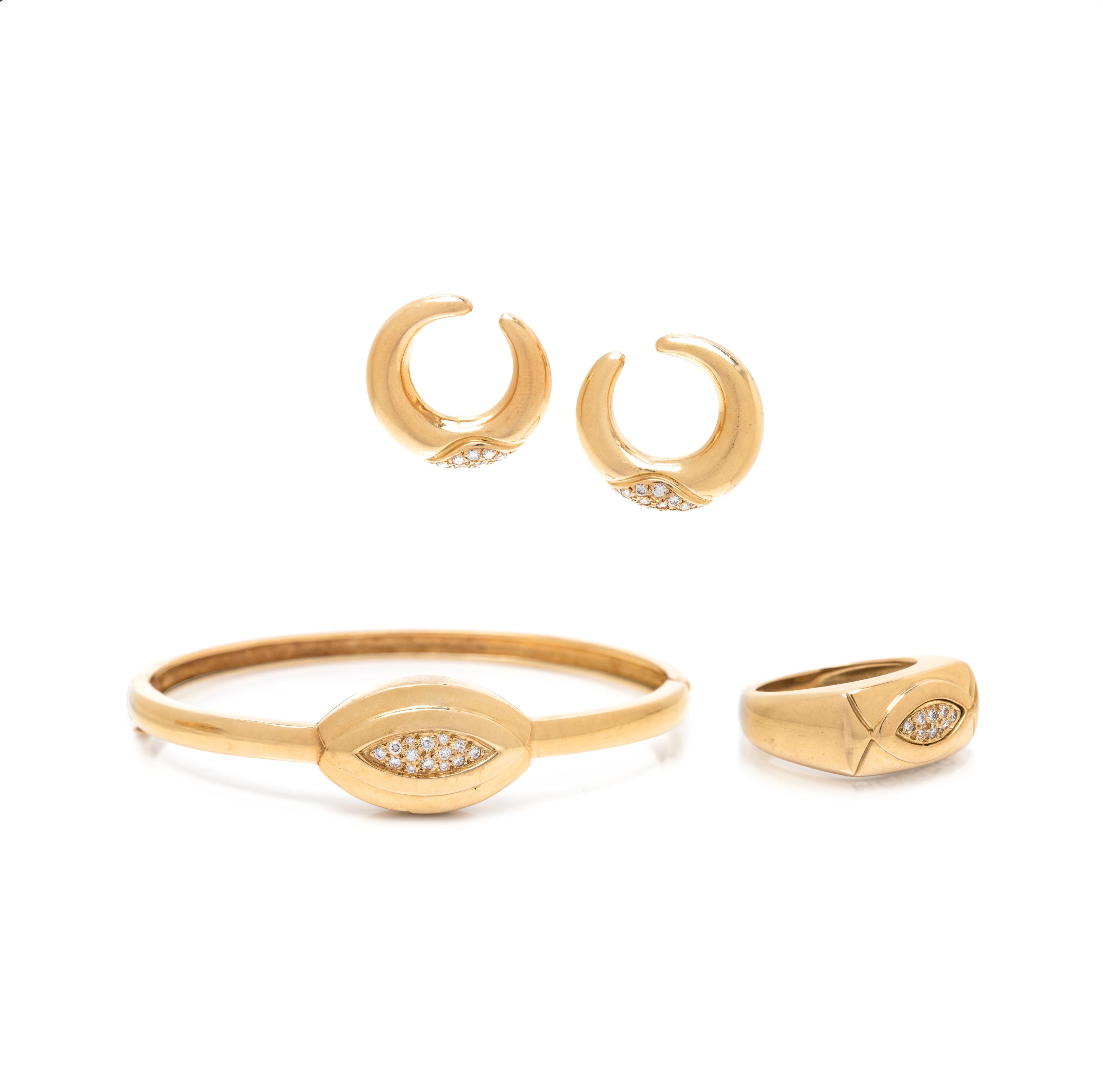 MOVADO, YELLOW GOLD AND DIAMOND SET
