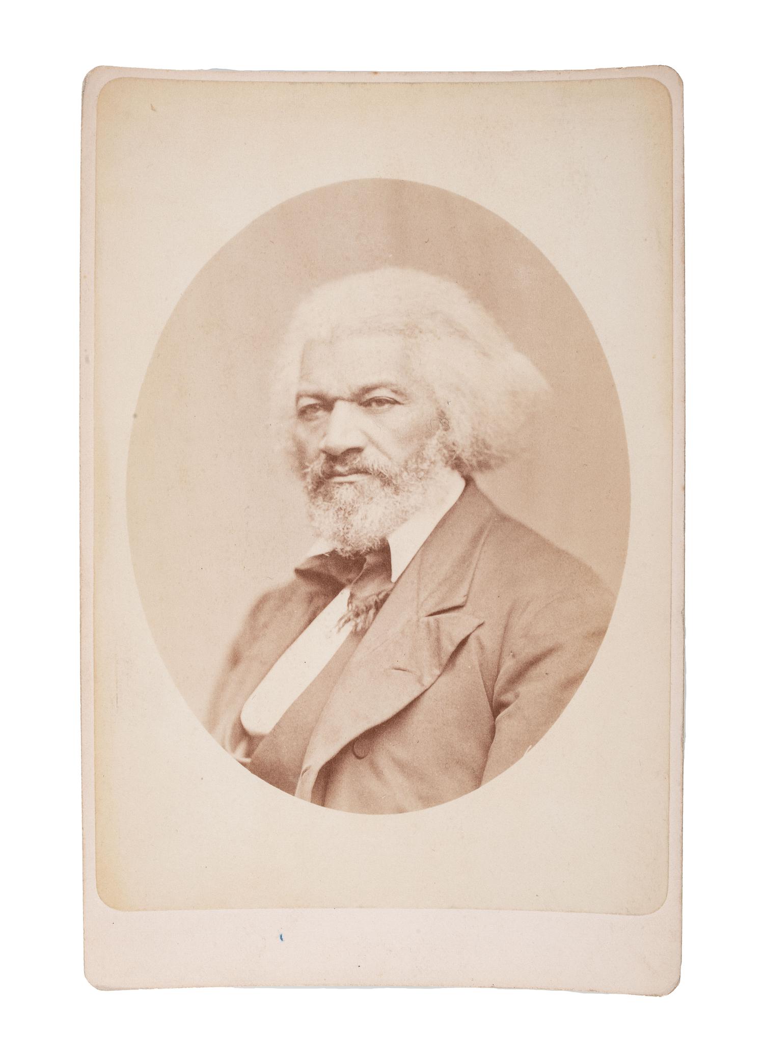 [DOUGLASS, Frederick (1818-1895)]. [WARREN, George Kendall (ca 1824-1884), photographer]. Cabinet card of Frederick Douglass.