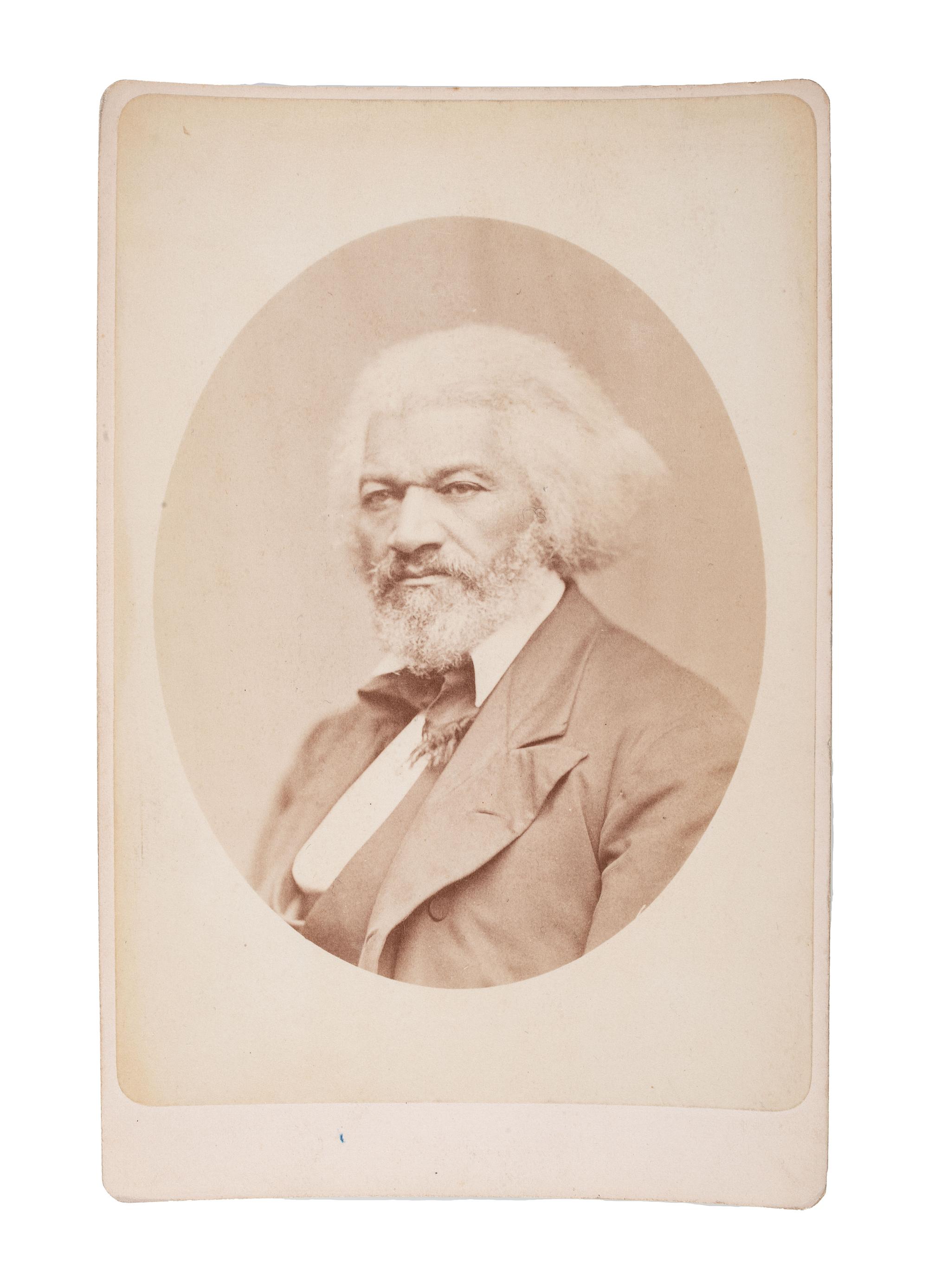 [DOUGLASS, Frederick (1818-1895)]. [WARREN, George Kendall (ca 1824-1884), photographer]. Cabinet card of Frederick Douglass.