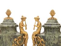 A Pair of French Gilt Bronze Mounted Marble Urns