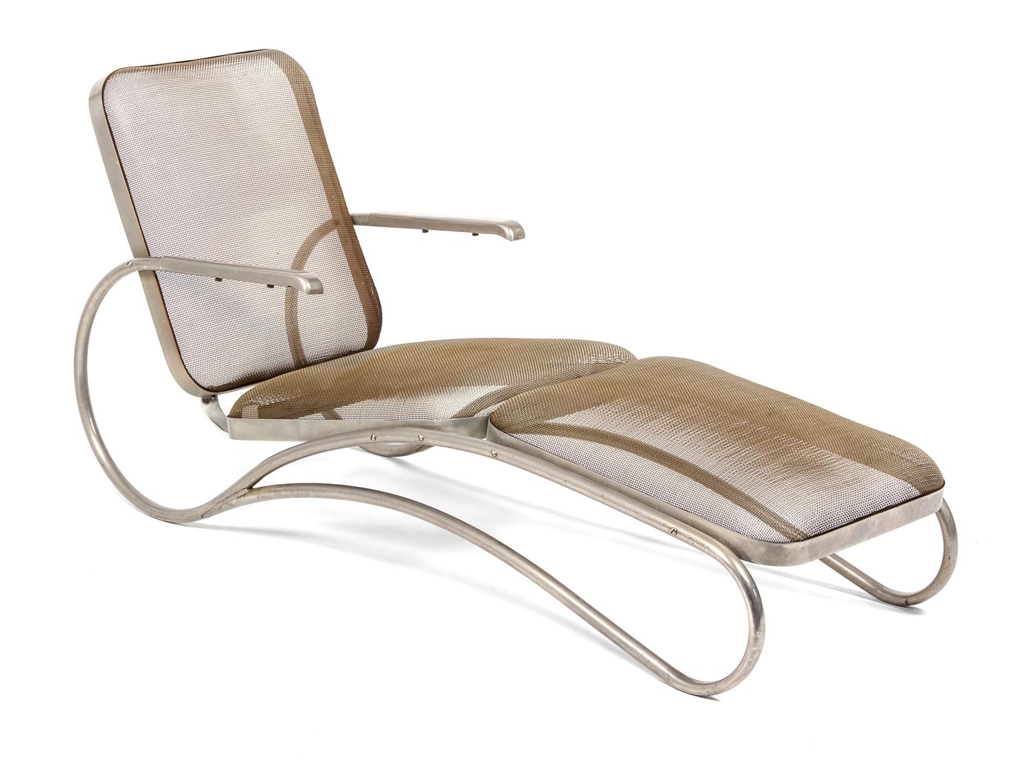 An Iron Mesh Chaise Lounge Length 60 1/2 x width 22 inches.